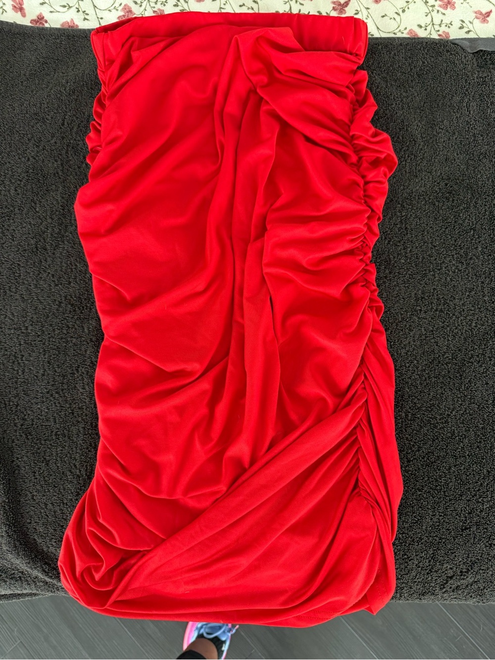 Red Ruched Bodycon Dress